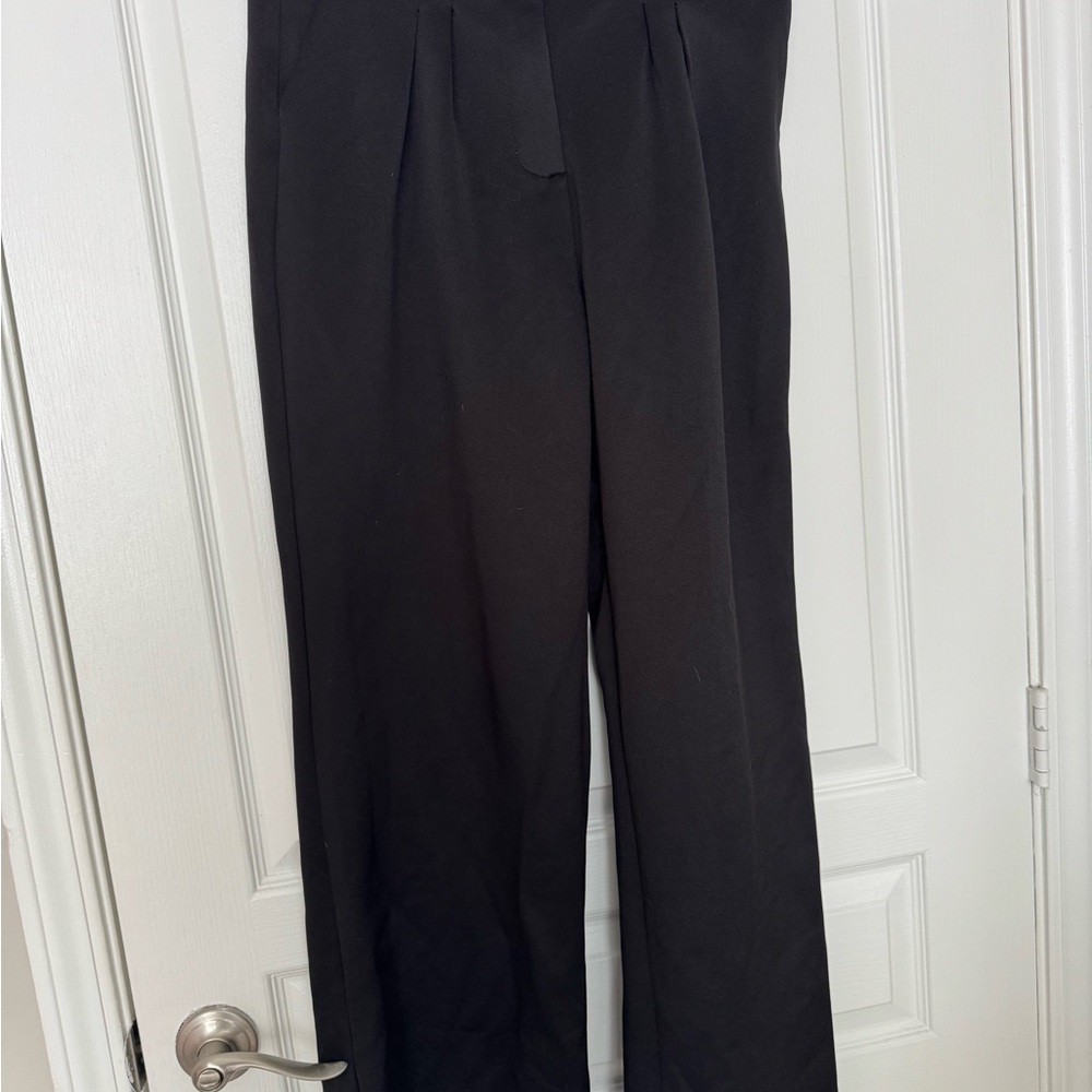 Fashion Nova Black Pleated Wide-Leg Pants